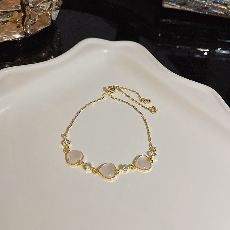 Womens Copper Bracelet With Zircon Flower Pearl Elegant Electroplated Bracelet Affordable Jewelry Gift For Her