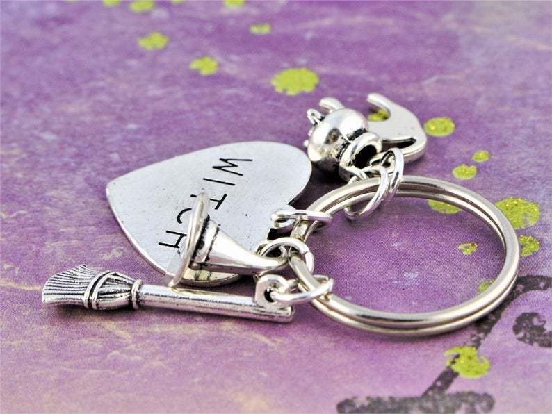 Witch Keychain Plated Alloy Charm Key Ring Halloween Witchcraft 30mm Decoration Accessories Trendy Fashionable