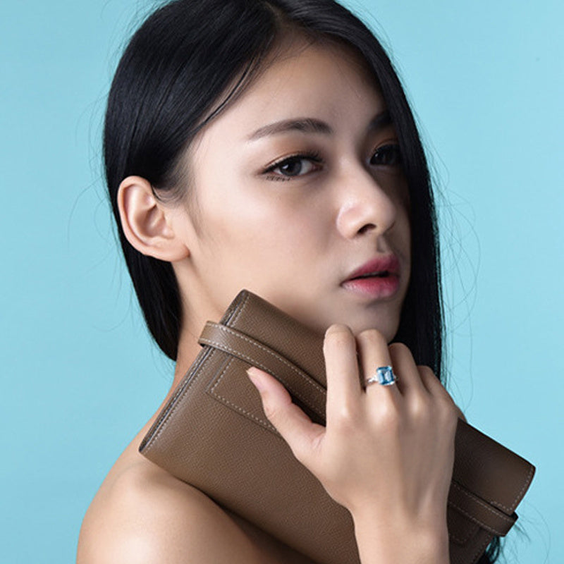 Emerald Zircon Ring Copper Gold Plated Geometric Design Elegant Womens Jewelry Gift For Special Occasion Today