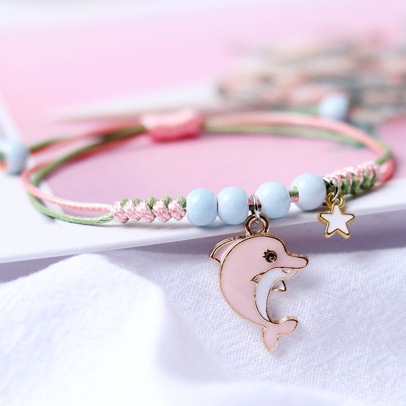 Unisex Dolphin Bracelet Adjustable Ceramic Beads Cartoon Animal Design Friendship Gift Individually Packed Now