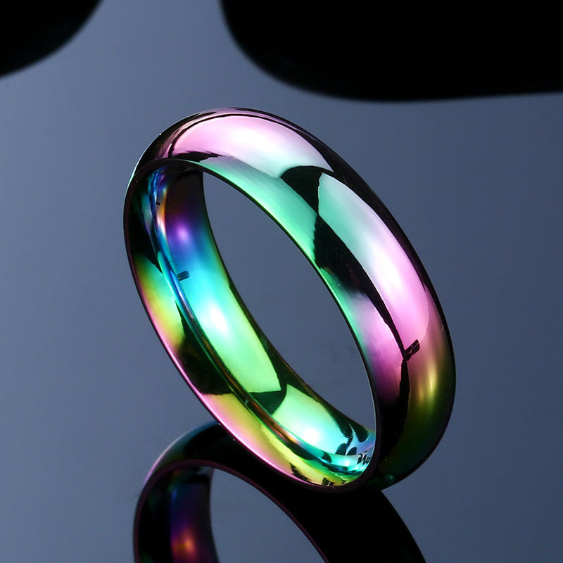 Simple Temperament Color Stainless Steel Ring Geometric Minimalist Design For Women Jewelry Elegant Shine Plus