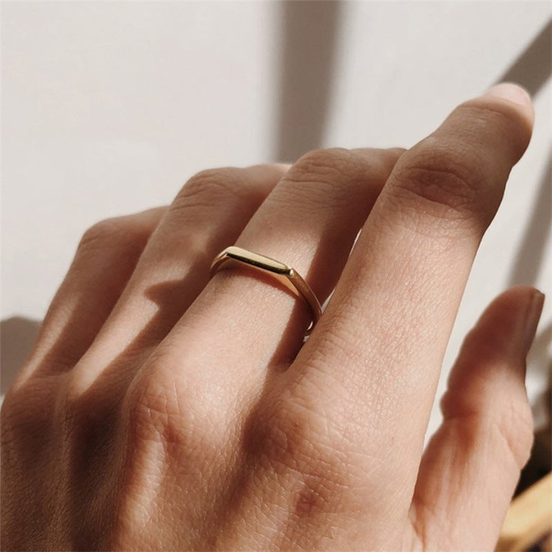 Couple Stainless Steel Rings Geometric Round Design Electroplated Fashion Jewelry Gift For Lovers Gift For Couples