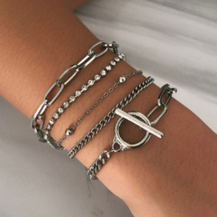 Glossy Alloy Chain Bracelet Set With Ethnic Design And Hollow Metal Elements For Fashion Jewelry Enthusiasts Today