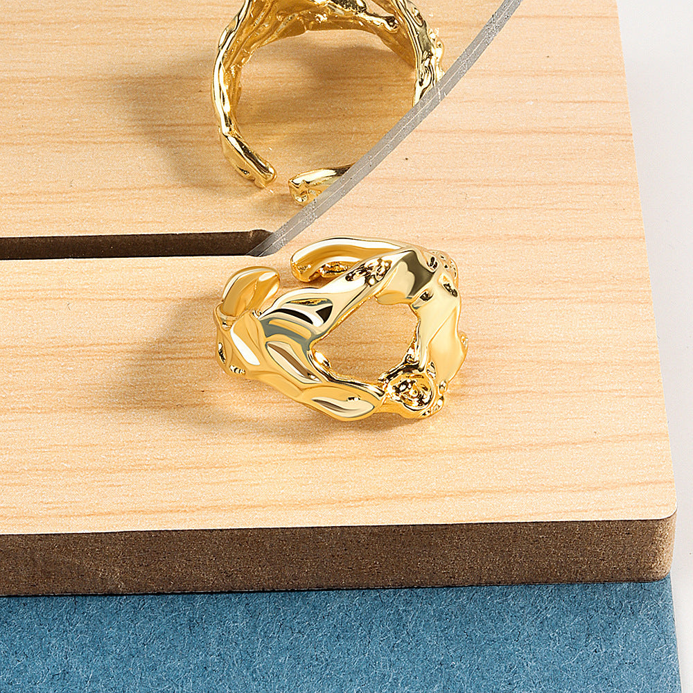 Womens Adjustable Copper Ring Hollow Geometric Ring Elegant Platinum Gold Ring Jewelry Gift For Women Elegant