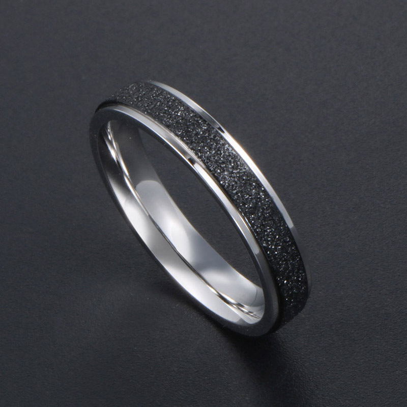Unisex Titanium Steel Ring Black Frosted Finish 4MM Thick Durable Modern Minimalist Jewelry Band Everyday Wear