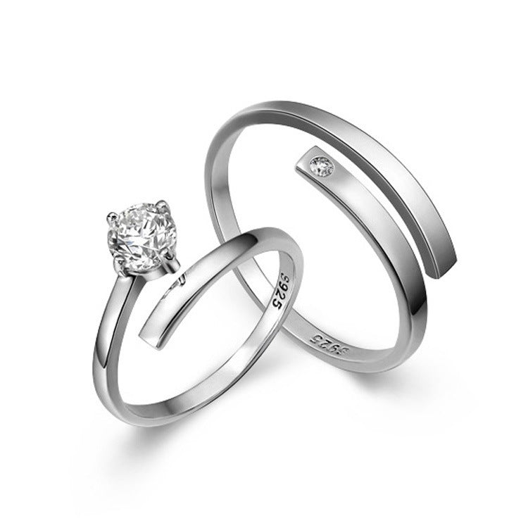Sterling Silver Couple Rings For Women Elegant Open Design Fashion Jewelry Love Eternal Valentines Day Gift Set