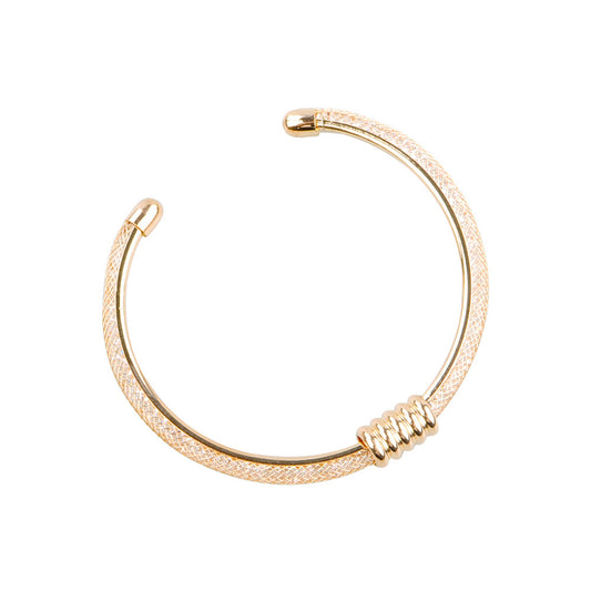 Geometric Hollow Bangle Bracelet Electroplated Alloy Jewelry For Women And Girls Unique Design Elegant Everyday Wear