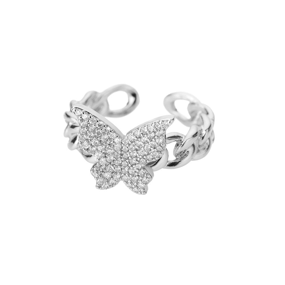 Womens Fashion Simple Index Finger Ring Silver Flower