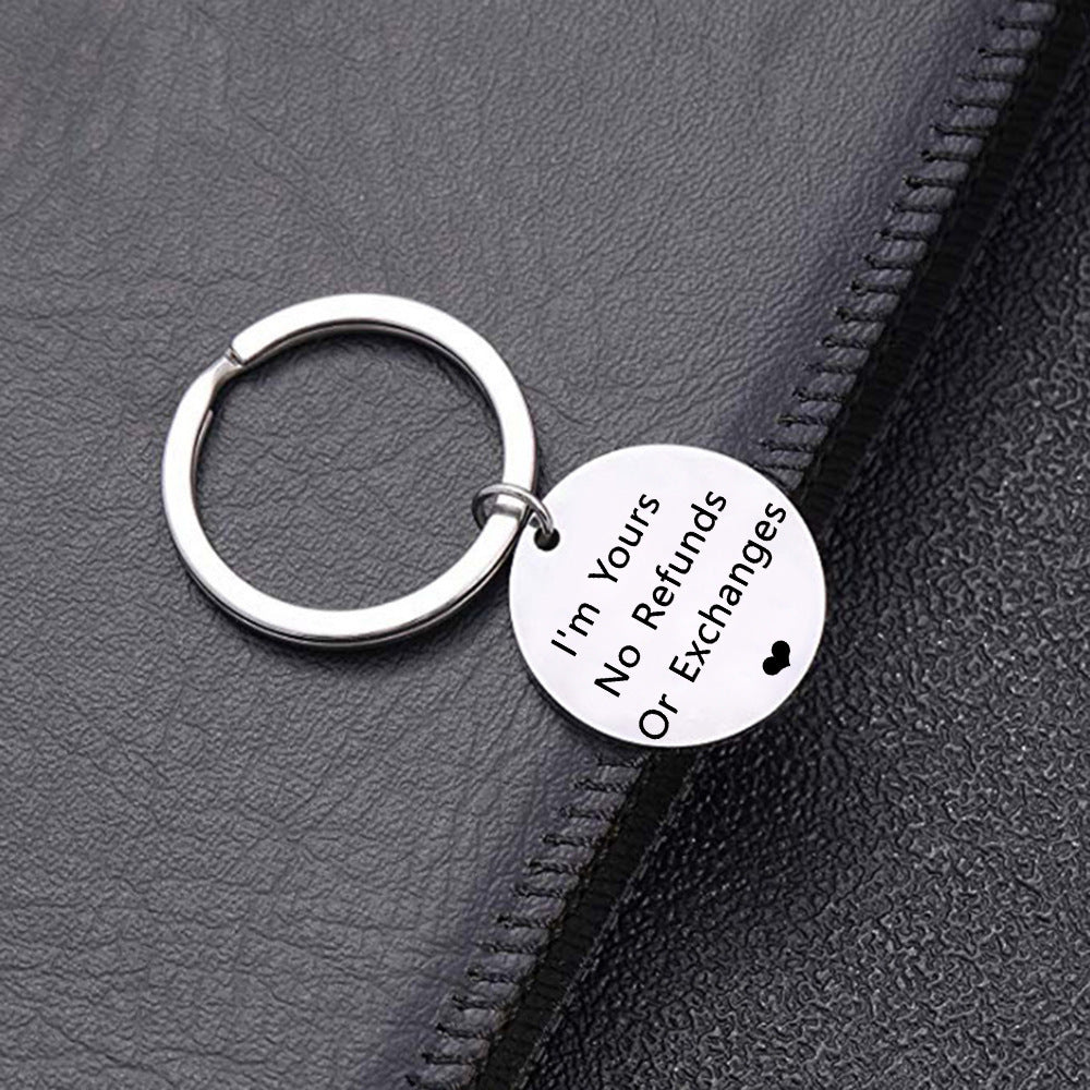Unisex Stainless Steel Keychain Gift For Valentines Day And Fathers Day And Special Occasions Steel Color Width 30mm