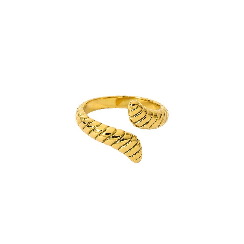 Stainless Steel Snake Ring Gold Plated Horn Pattern