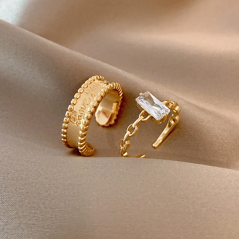 Womens Adjustable Silver Ring With Geometric Zircon Decor Irregular Metal Plated Jewelry Gift For Her Everyday Style