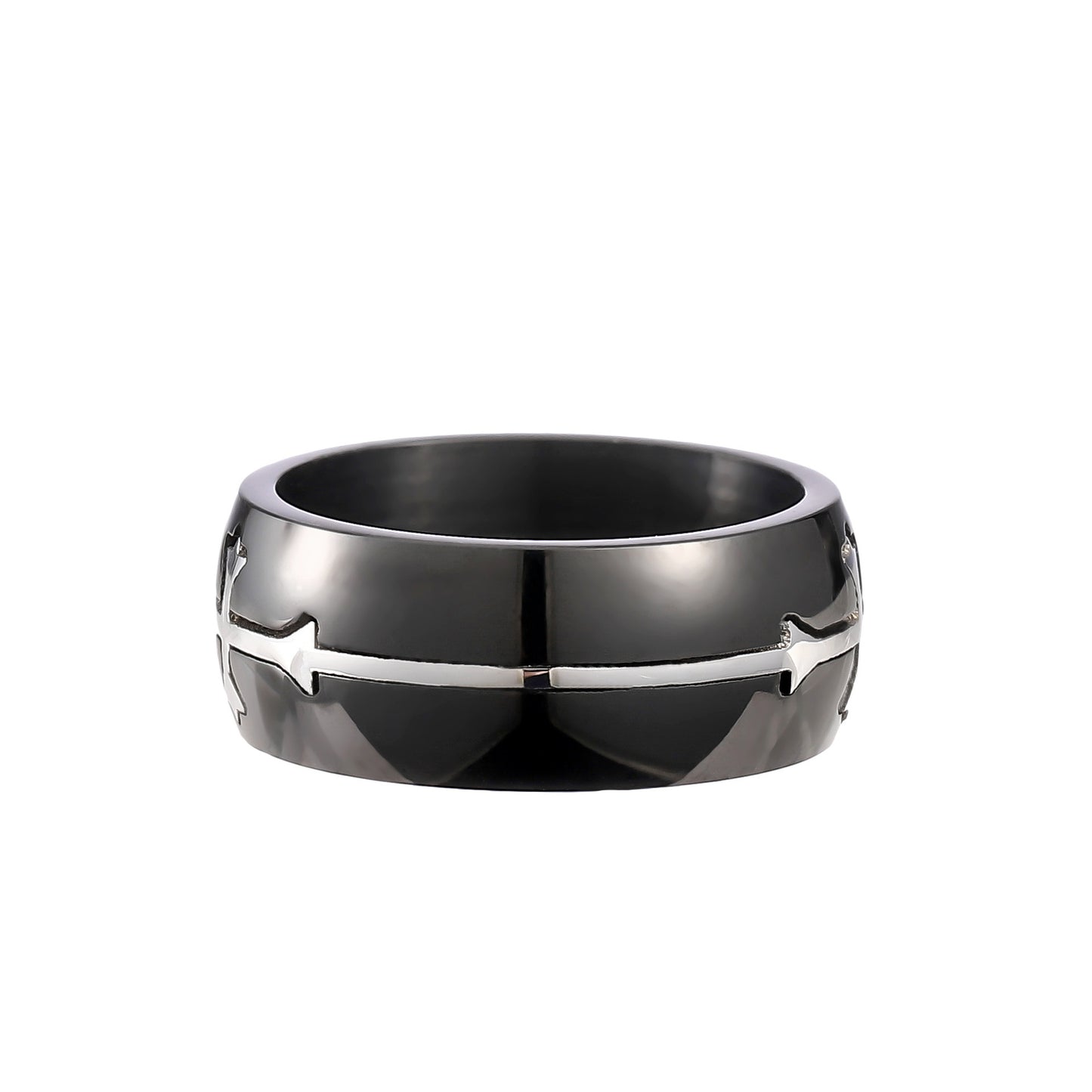 Unisex Stainless Steel Mahjong Ring With Eng Letters And Chinese Characters For Men And Women Casual Band Ring