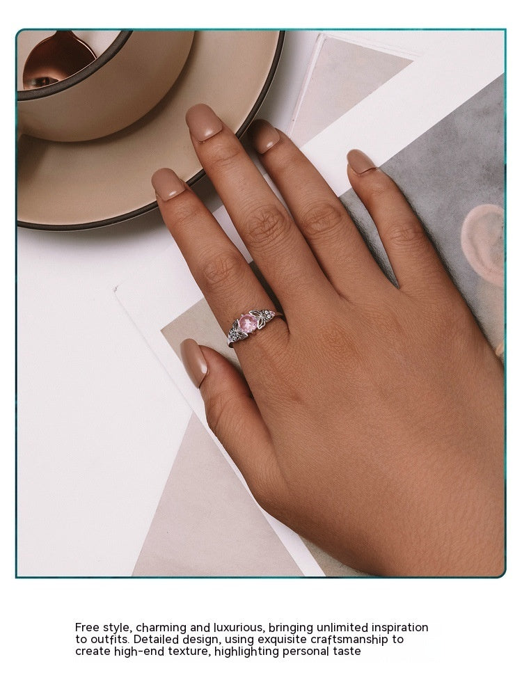 Butterfly Ring for Women Silver White Gold Plated Electroplated Natural Look Jewelry Gift Idea Limited Edition