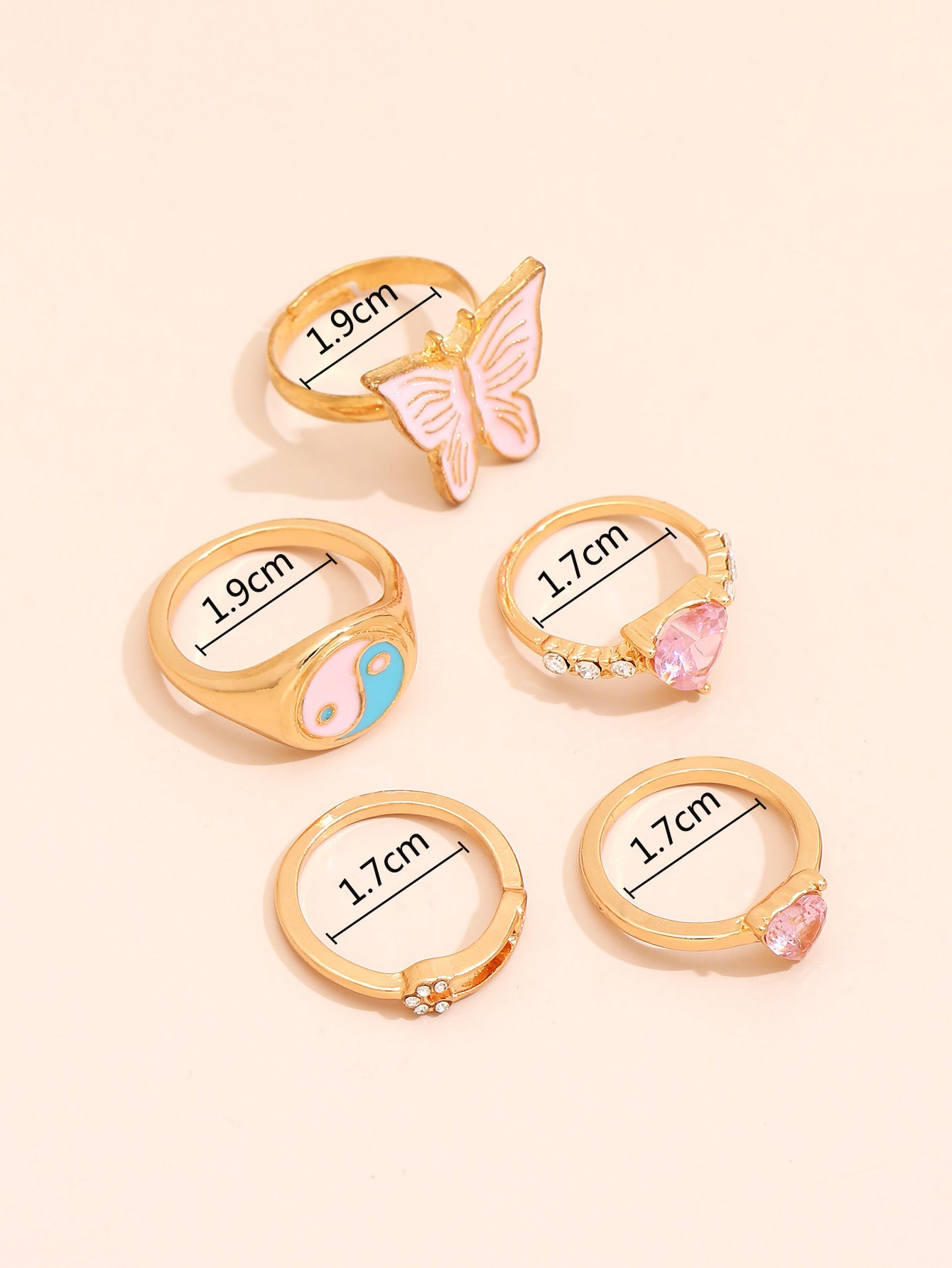 Womens Fashion Rings2 Set Irregular Wild Rings2 Zinc Alloy Electroplated Trendy Rings2 Set For Women And Girls