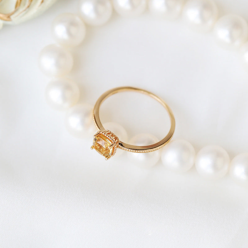 Womens Fashion Ring Gold Plated Square Ring Index Finger Silver Base Metal Simple Design Jewelry Everyday Wear