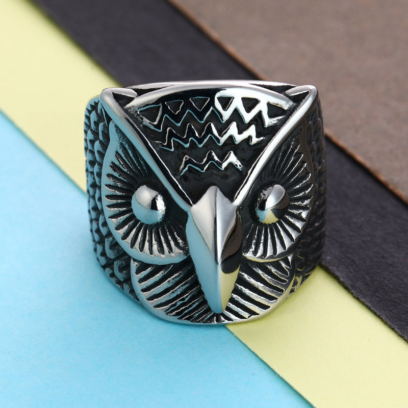 Womens Owl Ring Titanium Steel Stainless Jewelry Electroplate Durable Fashion Accessory For Everyday Wear Chic