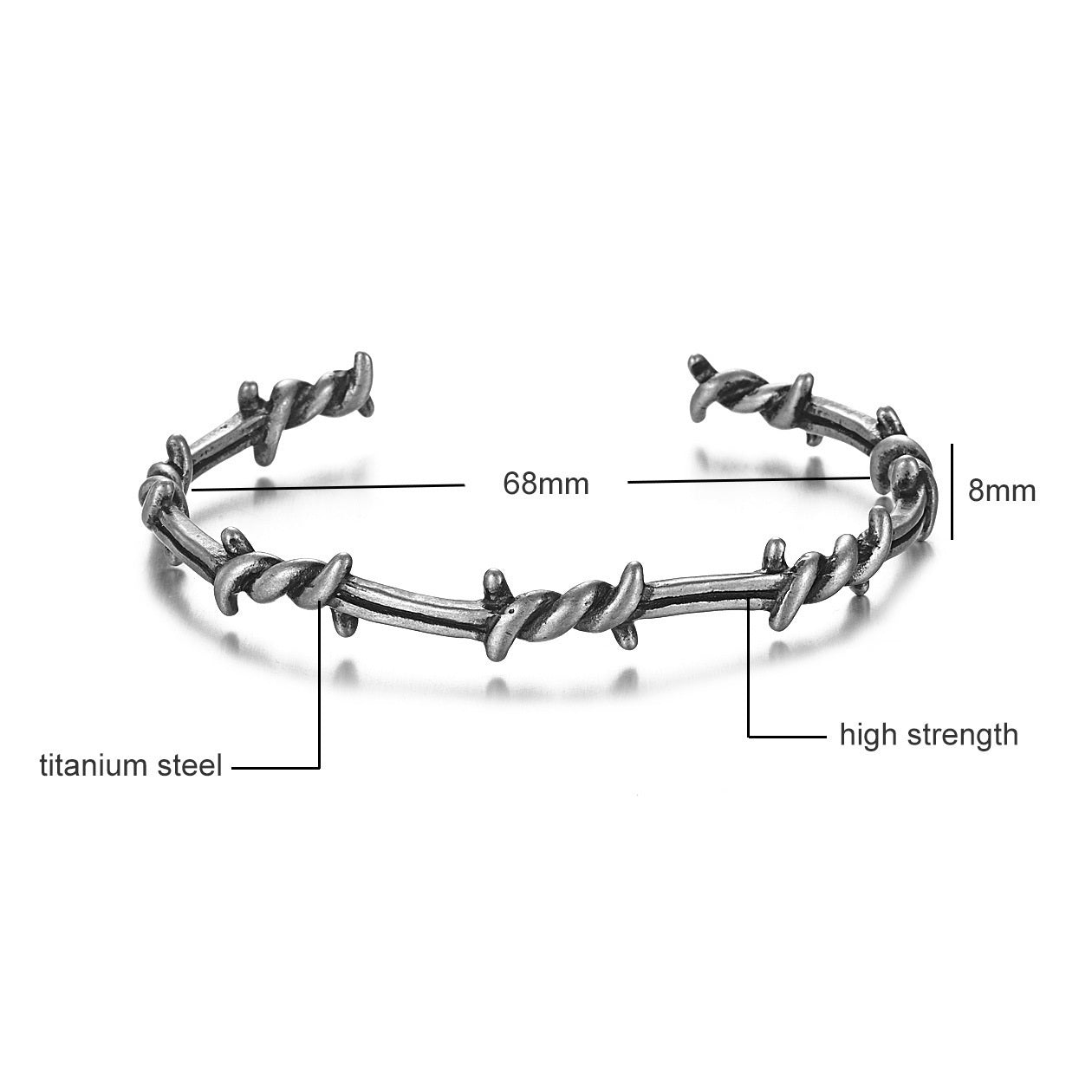 Mens Titanium Steel Bracelet Twist Knot Design Electroplated Retro Thorn Bangle Jewelry Gift Style Pro For Men