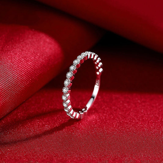 Geometric Zircon Inlaid Ring 925 Sterling Silver Light Luxury Women Jewelry Gift For Wear Statement Piece Chic