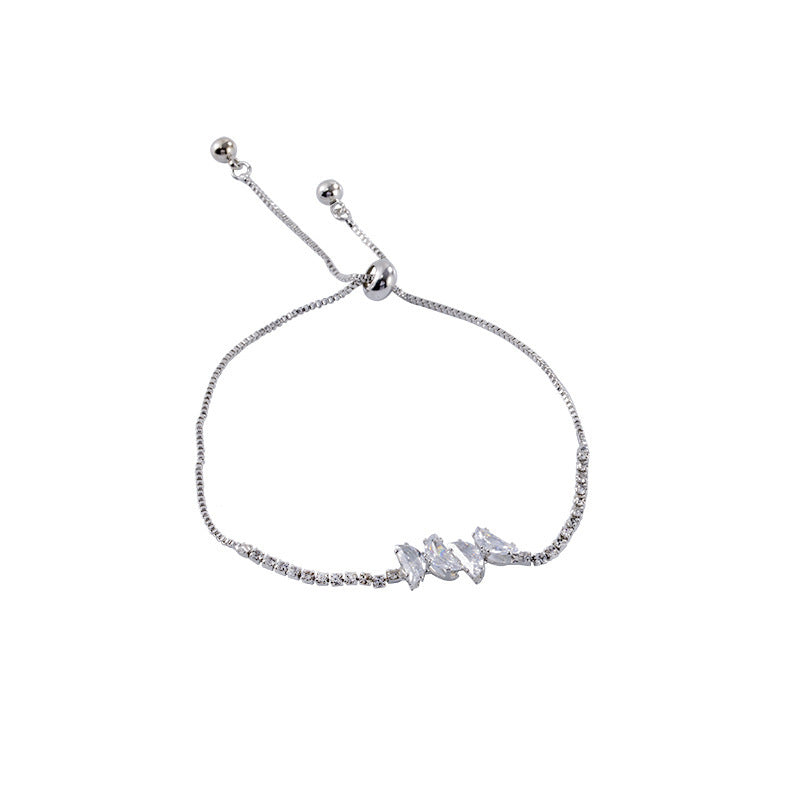 Zircon Bow Bracelet With Butterfly Elegant Electroplated Coppery Design Refined Jewelry Fashionable Accessories