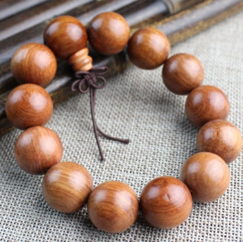 Rosewood Bracelet 108 Beads Ethnic Style Polished Wooden Beads Diameter 20mm Meditation For Gentle Focus Daily