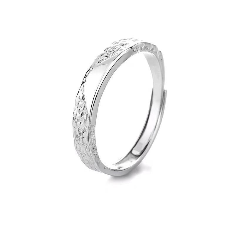 Couple Adjustable Copper Rings For Him And Her Geometric Textured Anniversary Promise Band For Daily Wear Line