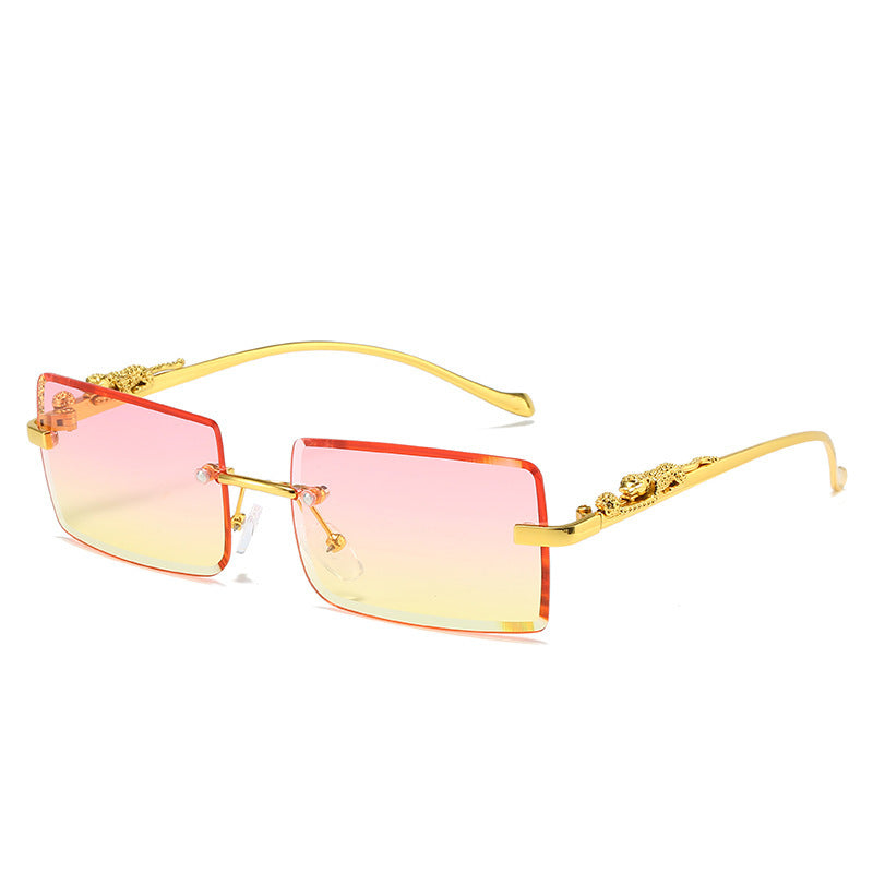 Womens Frameless Sunglasses Alloy Frames HD Mirror Lenses For Travel And Outdoor Driving Party With UV400 Lens