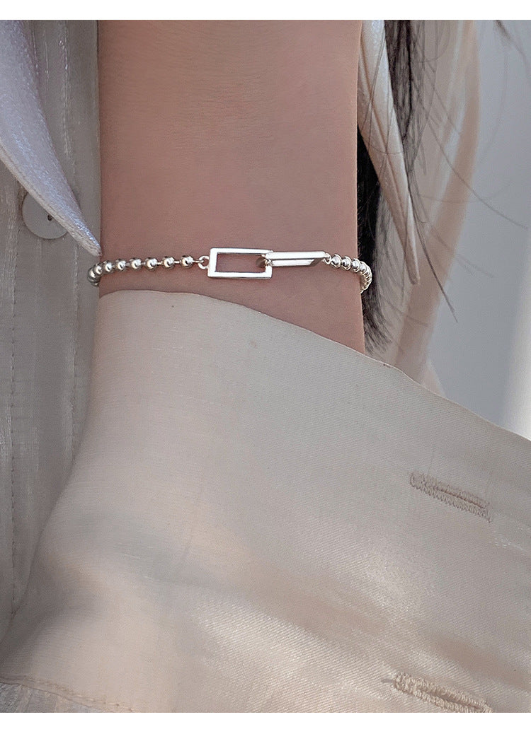 Womens Geometric Bracelet Square Ball Copper Jewelry For Women Simple Summer White Wearable Trend Stylish Look
