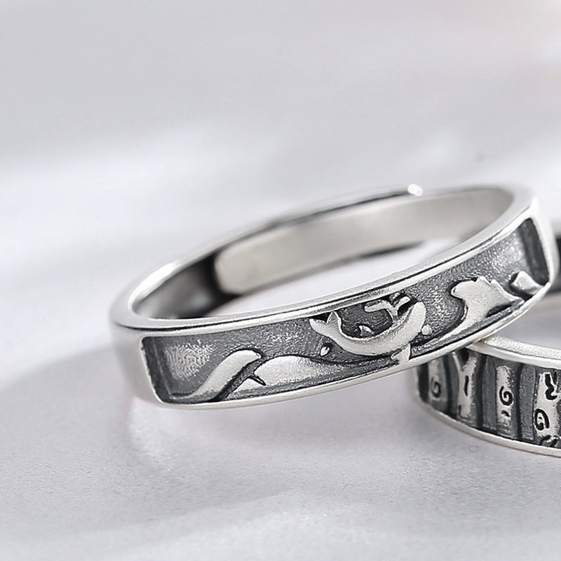 Sterling Silver Couple Rings Open Adjustable Korean Matching Bands For Him And Her Promise Jewelry Gifts Rings