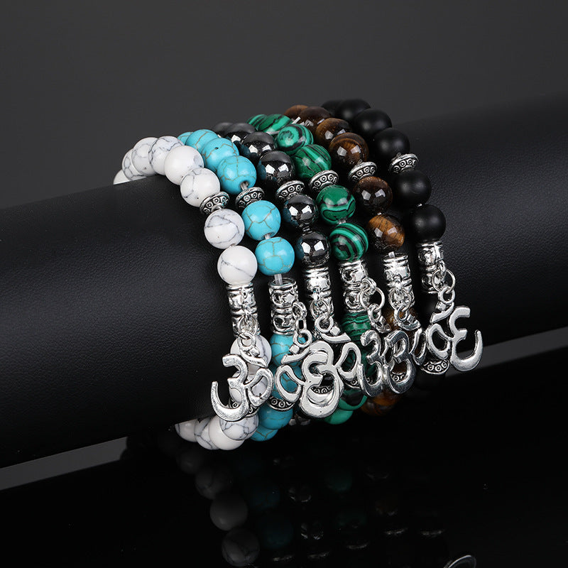 Men Bracelet Volcanic Stone White Turquoise Beads With Alloy Accent Fashion Accessory Casual Everyday Style For Men