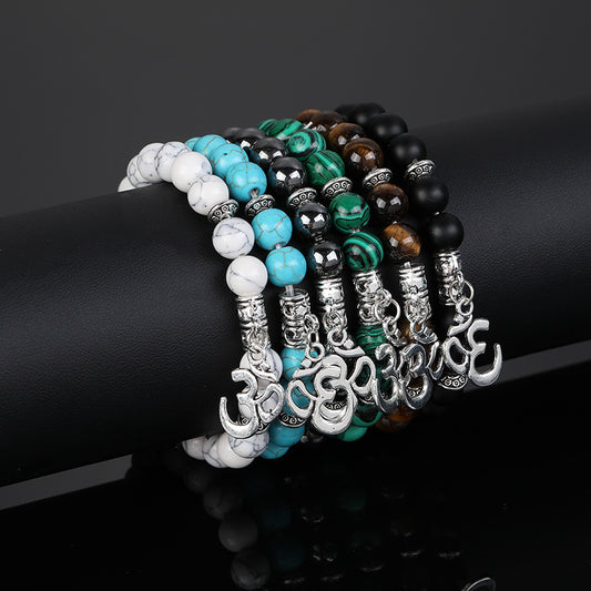 Men Bracelet Volcanic Stone White Turquoise Beads With Alloy Accent Fashion Accessory Casual Everyday Style For Men