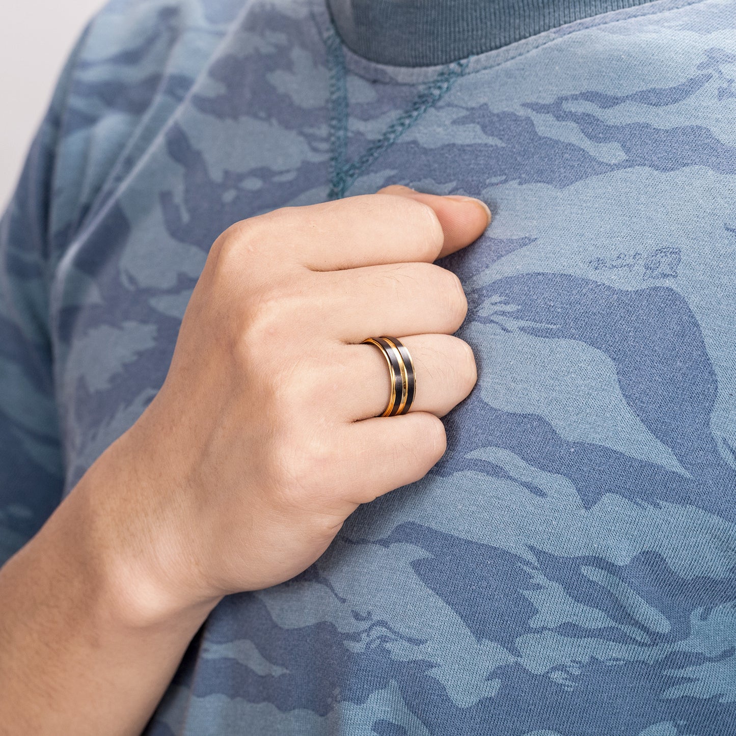 Mens Titanium Steel Ring Double Layer Groove Minimalist Durable Band Modern Fashion Jewelry For Everyday Wear