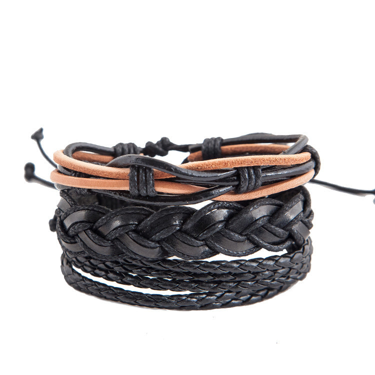 Ethnic Leather Bracelet Handmade Cowhide Beaded Woven Wristband Vintage Style Gift for Unisex Vintage Inspired