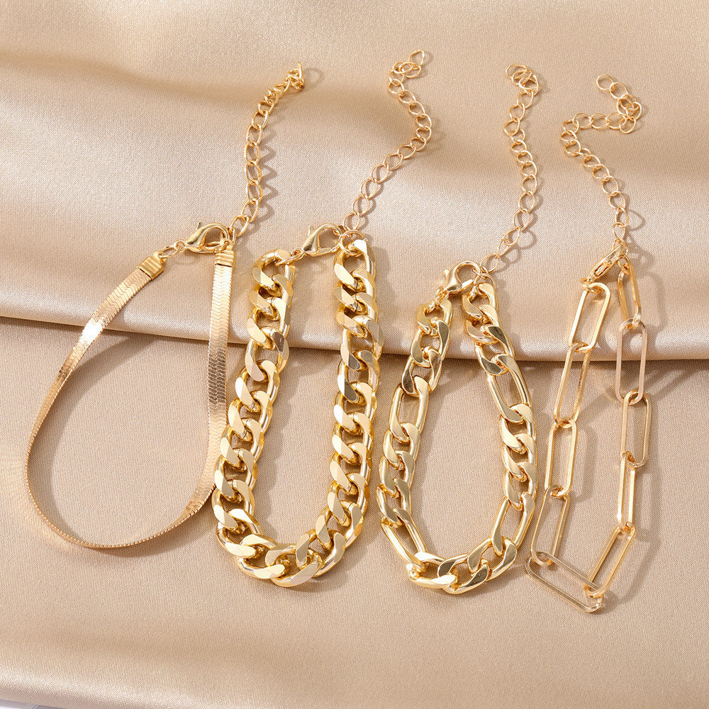 Vintage Alloy Bracelet Set For Women European Design Metal Bangle Jewelry 4 X Bracelet Collection High Quality