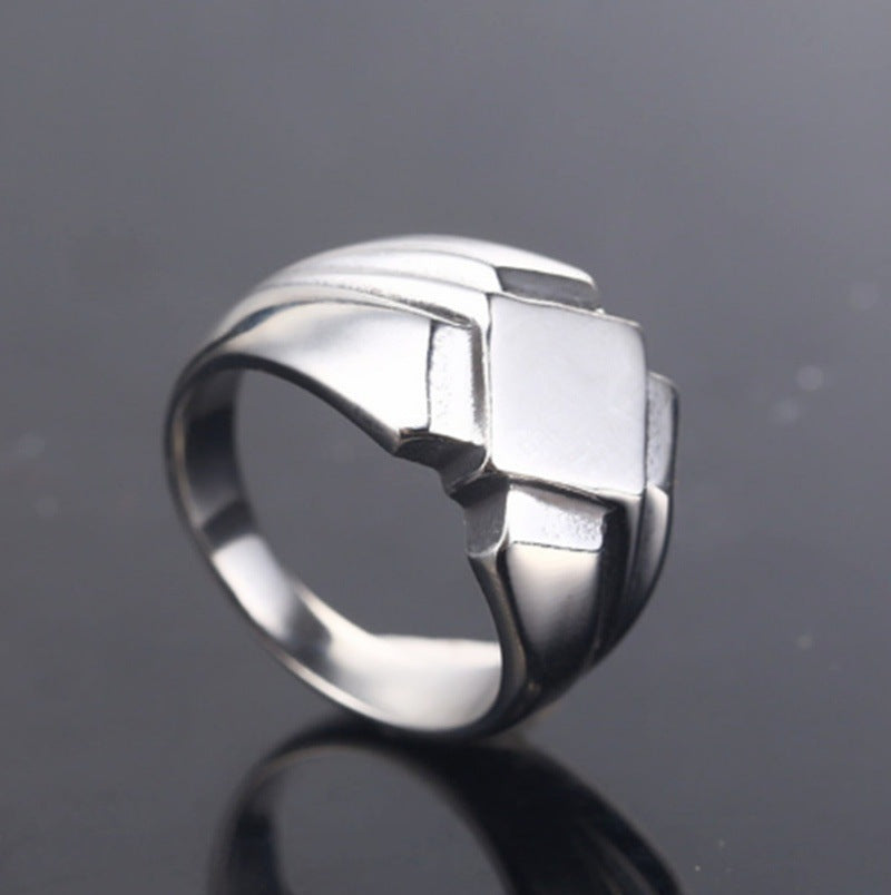 Mens Vintage Punk Finger Ring Geometric Alloy Jewelry Accessory Durable Fashionable Daily Wear Versatile Style Chic