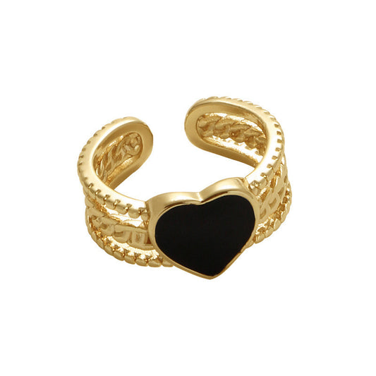 Heart Shaped Love Ring Alloy Vintage Retro Electroplate Niche Design Fashion Jewelry Durable Elegant Statement