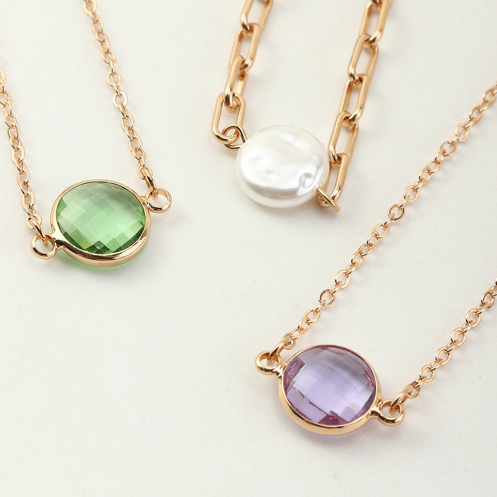 Womens Glass Pearl Bracelet Set Electroplated Iron Irregular Geometric Fashion Jewelry Bracelets For Daily Use