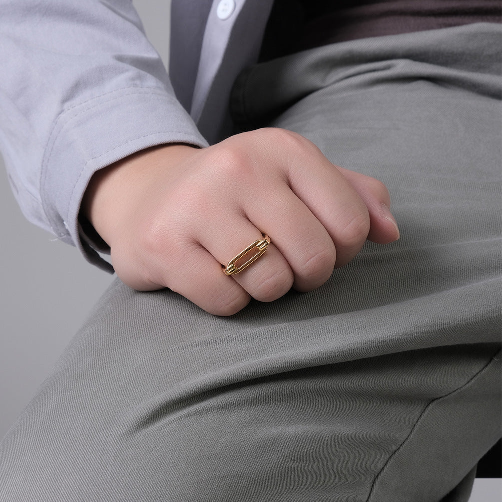 Unisex Titanium Steel Ring With Geometric Design Durable Everyday Wear Statement Jewelry For Festivals And Gifts