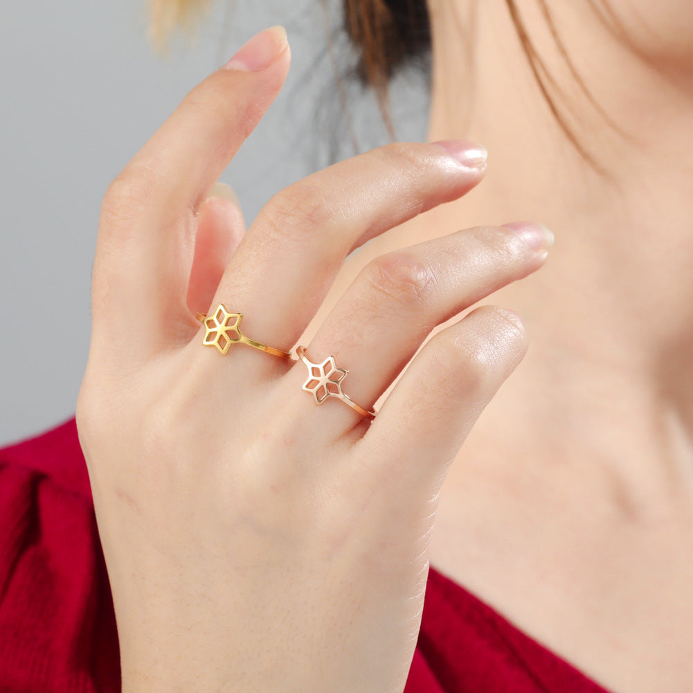 Hexagonal Stainless Steel Ring With Diamond Accent For Women Elegant Jewelry Fashion Accessory Gift Collection