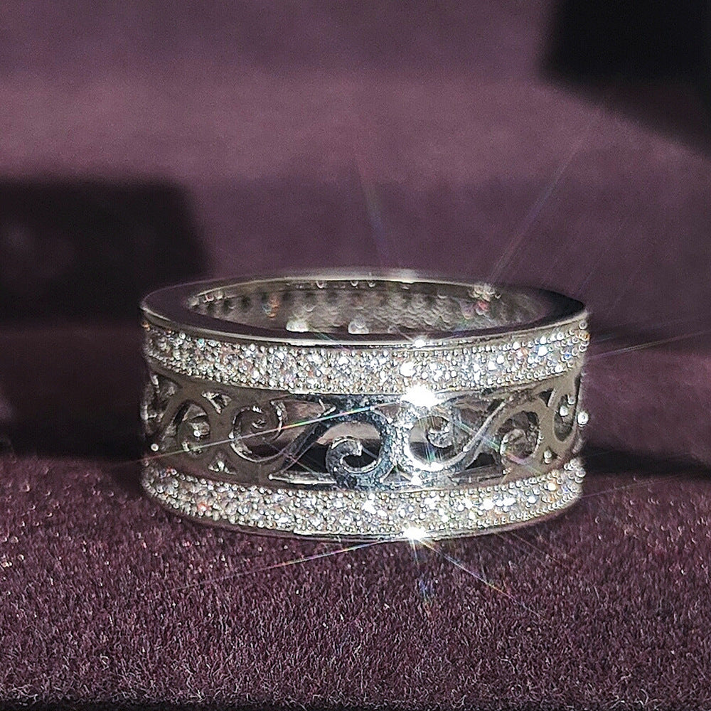 Women Vintage 8mm Copper Rings White Rose Gold Plated European Style Jewelry For Female Fashion Accessory Gem