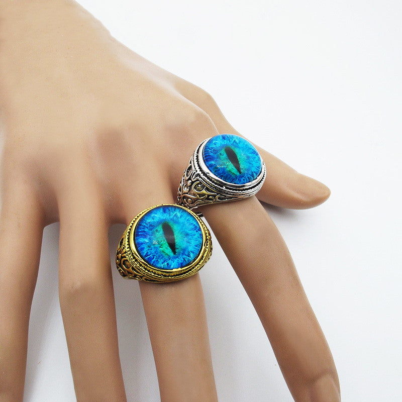 Vintage Cat Eye Ring Time Stone Jewelry For Women Silver Alloy Geometric Style Timeless Shine For Everyday Use