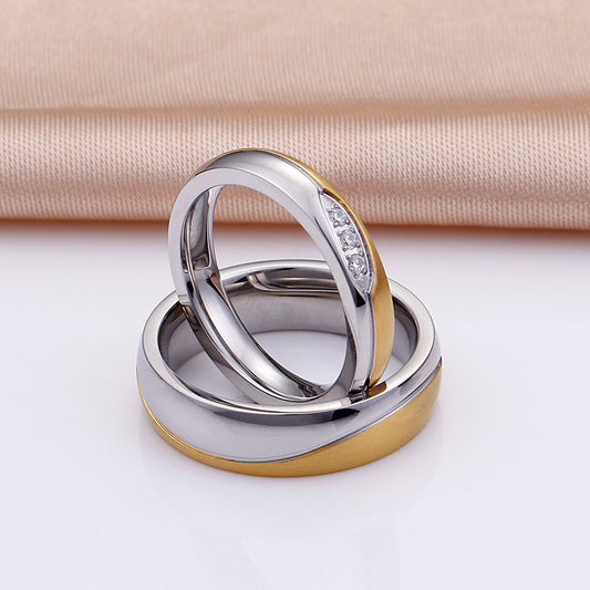 Titanium Steel Three Diamond Simple Couple Ring For Women Minimalist Jewelry Korean Style Fashion Elegant Shine