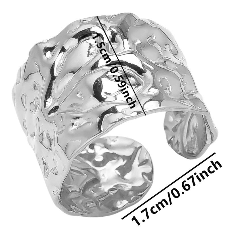 Unisex Polished 304 Stainless Steel Geometric Ring Irregular Design Durable Everyday Wear Casual Everyday Ring