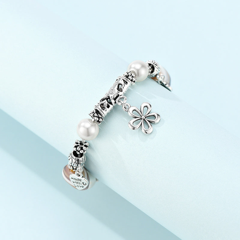 Geometric Pearl Bracelet Colored Glaze Alloy Bangle For Women Long All Match Jewelry Gifting Perfect Accessory