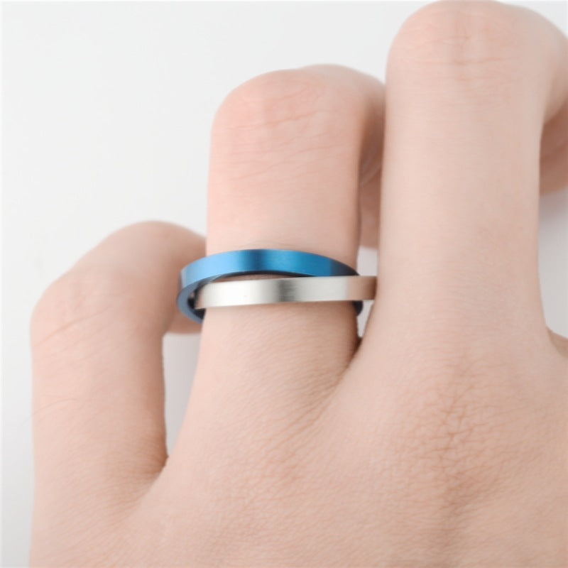 Stainless Steel Ring 6mm Wide Rotatable Band Korean Fashion