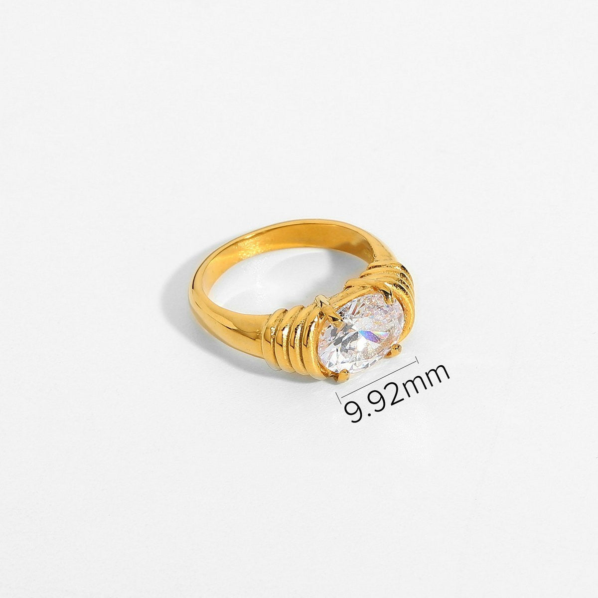 Womens Gold Plated Stainless Steel Ring with Zircon Stone Trendy Circle Ring for Women Fashion Jewelry Gift for Her Elegant Ring Sizes 6 7 and 8