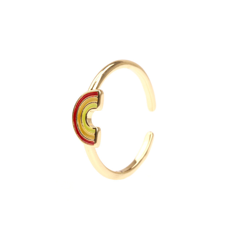 Rainbow Opening Ring Copper Fruit Shaped Jewelry Creative European Form Fashion Ring Gift For Women Chic Style