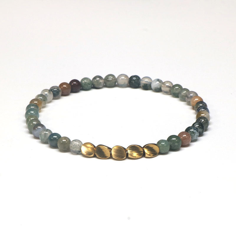 Matte Bronze Indian Agate Beads Unisex Bracelet Gift