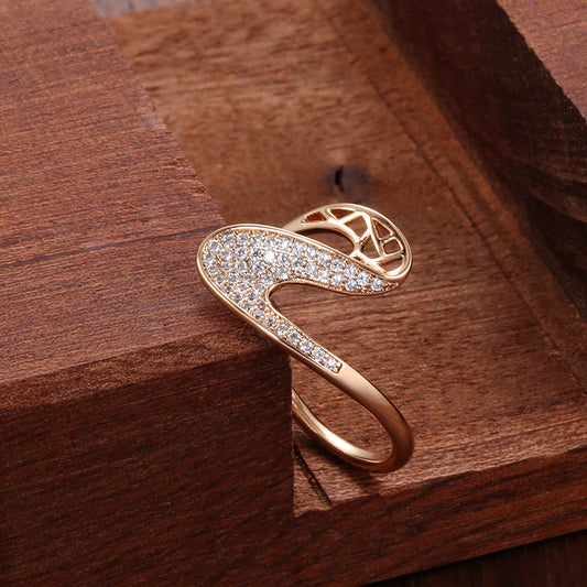 Women's Gold Plated Geometric Shape Ring Copper Base Inlaid Gemstone Fashion Jewelry for Wear Special Occasion