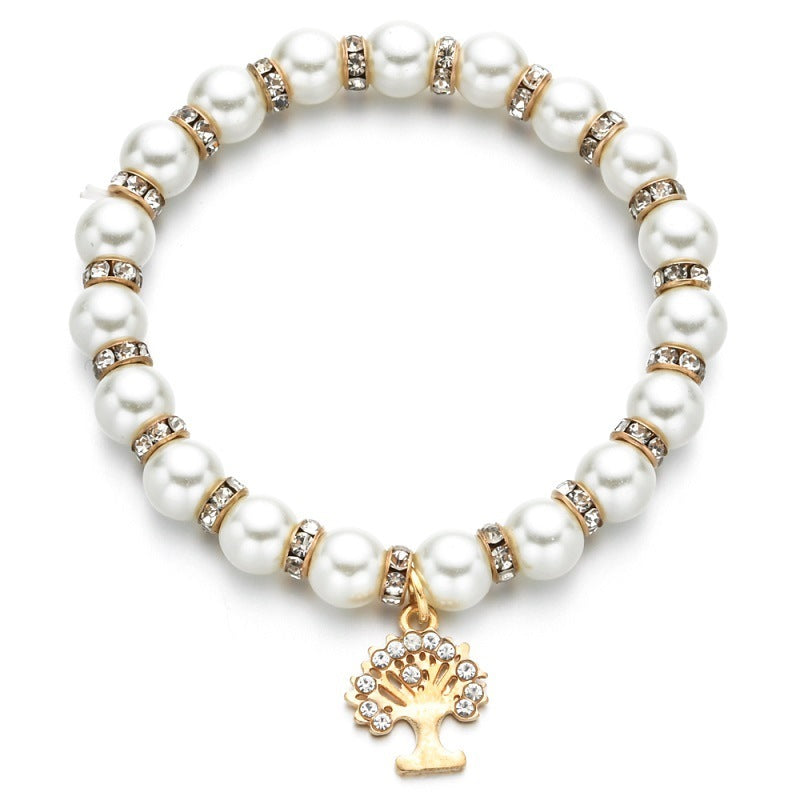 Handmade Natural Freshwater Pearl Bracelet With Branches Palms Trees Rudders Hearts Owls Charms Design For Daily Wear