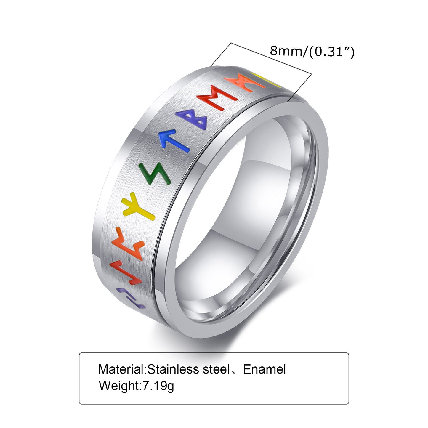 Rotating Rainbow Titanium Steel Ring For Men With Rainbow Finish And Spin Sizes 7 8 9 10 11 12 Durable Shine Everyday